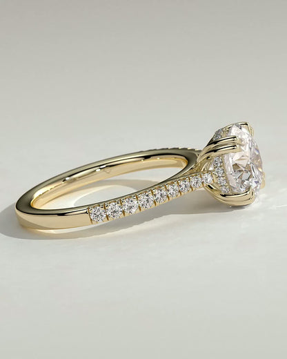 Round Hidden Halo and Pave Lab Grown Diamond Engagement Ring