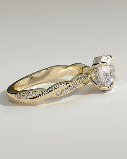 Round Twisted Pave Lab Grown Diamond Engagement Ring