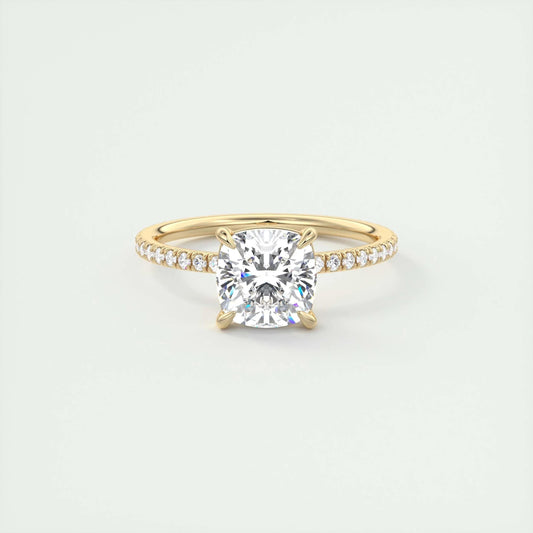 2.15 CT Cushion Cut Solitaire Pave Moissanite Engagement Ring 8