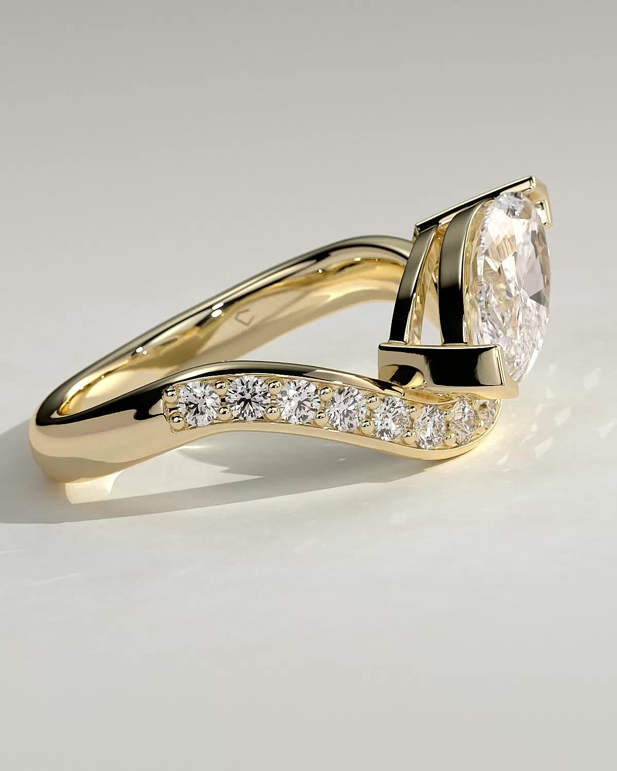 Marquise Bold Swirl Pave Lab Grown Diamond Engagement Ring