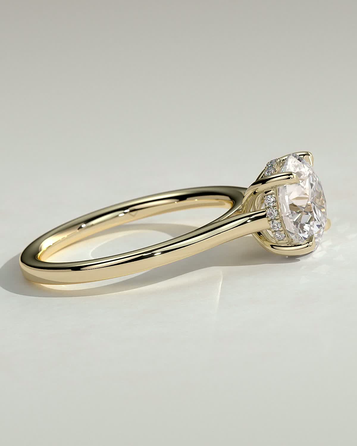 Round Cathedral & Hidden Halo Lab Grown Diamond Engagement Ring