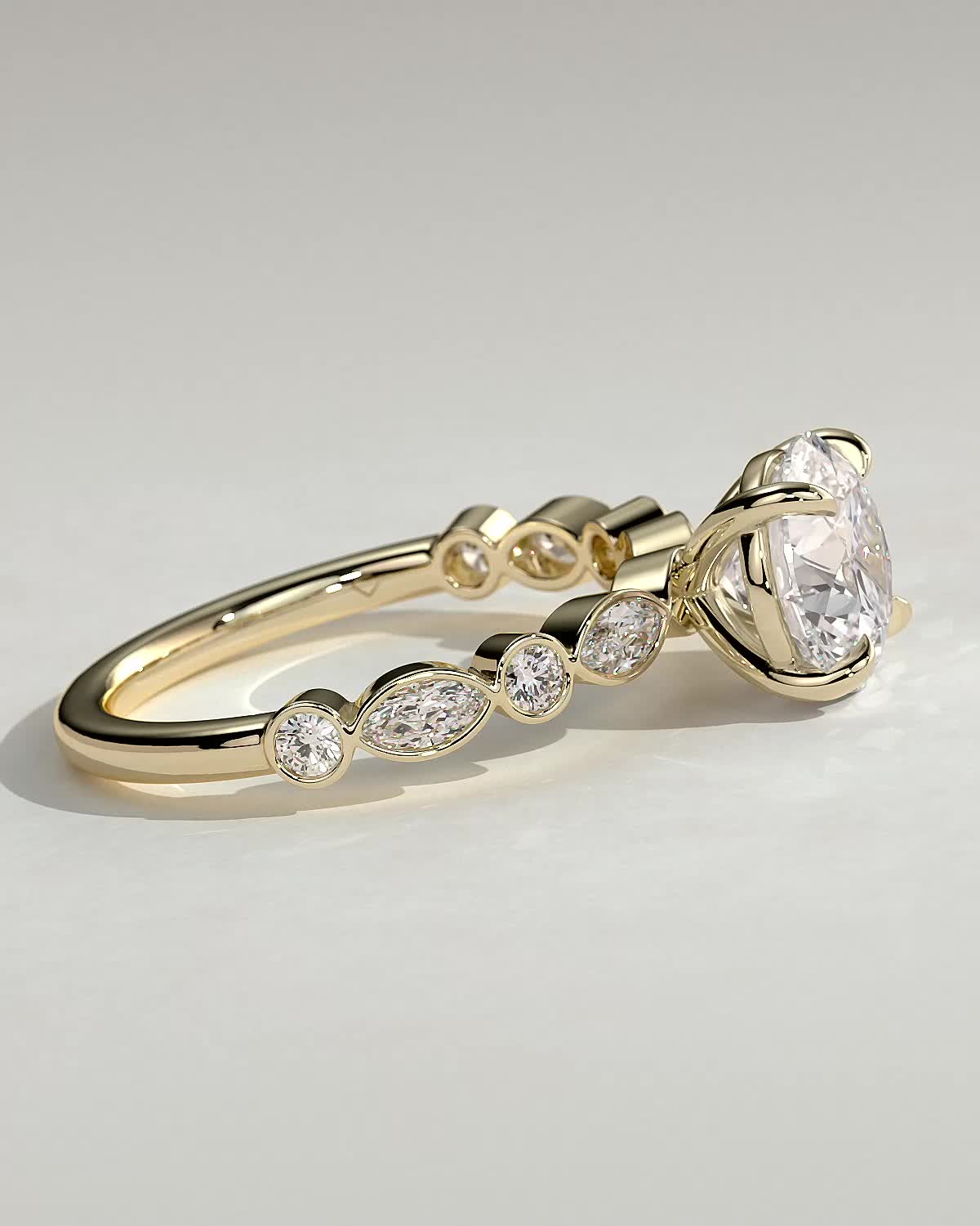 Round Pave Lab Grown Diamond Engagement Ring