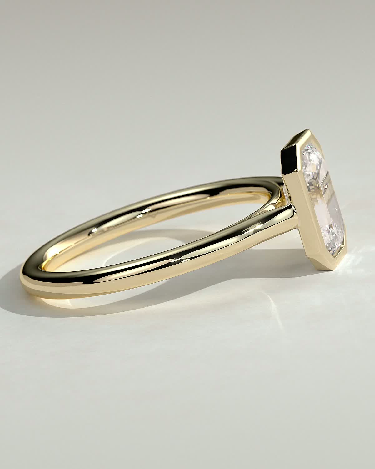 Emerald Bezel Solitaire  Lab Grown Diamond Engagement Ring