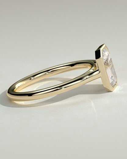 Emerald Bezel Solitaire  Lab Grown Diamond Engagement Ring