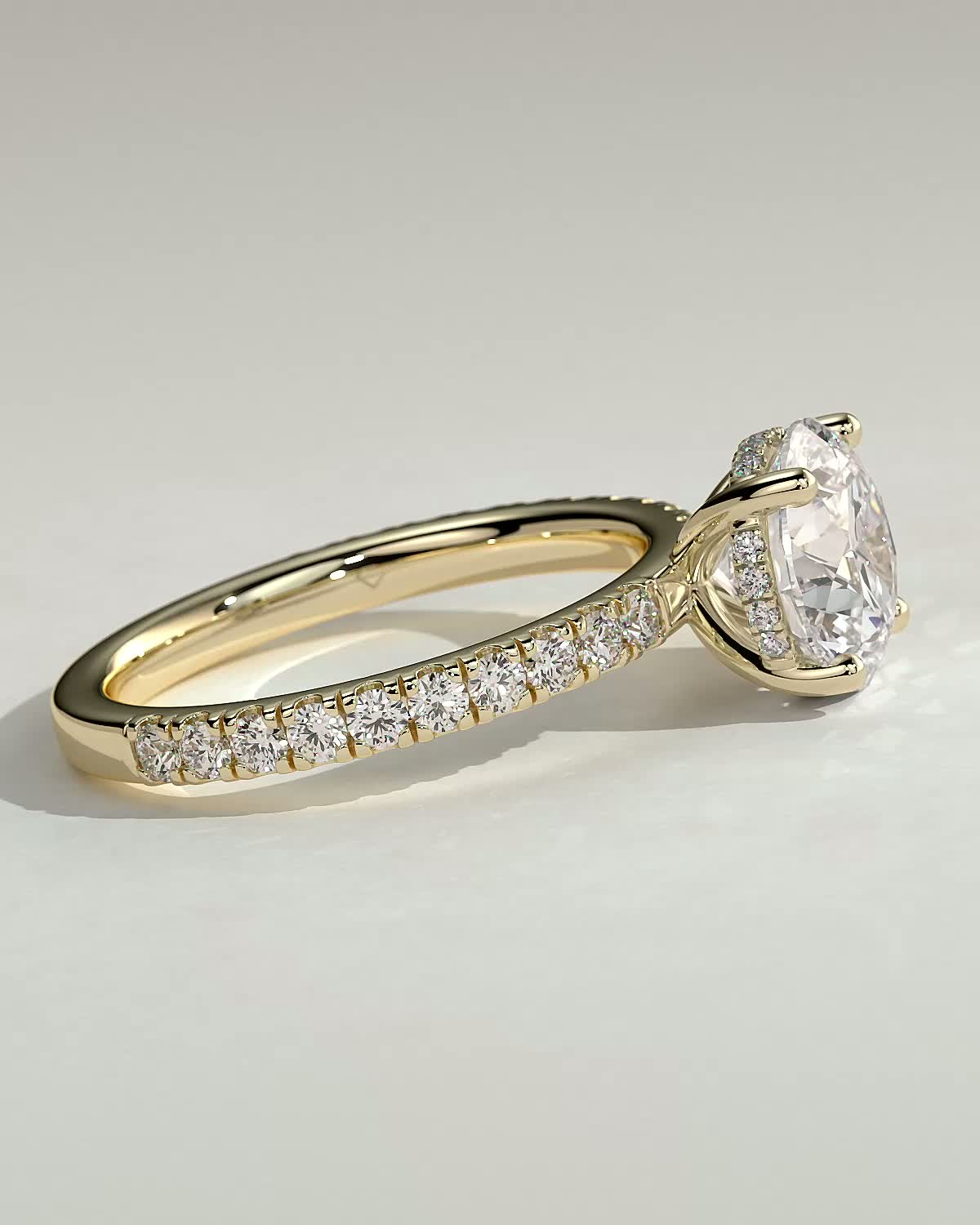 Round Hidden Halo and Pave Lab Grown Diamond Engagement Ring