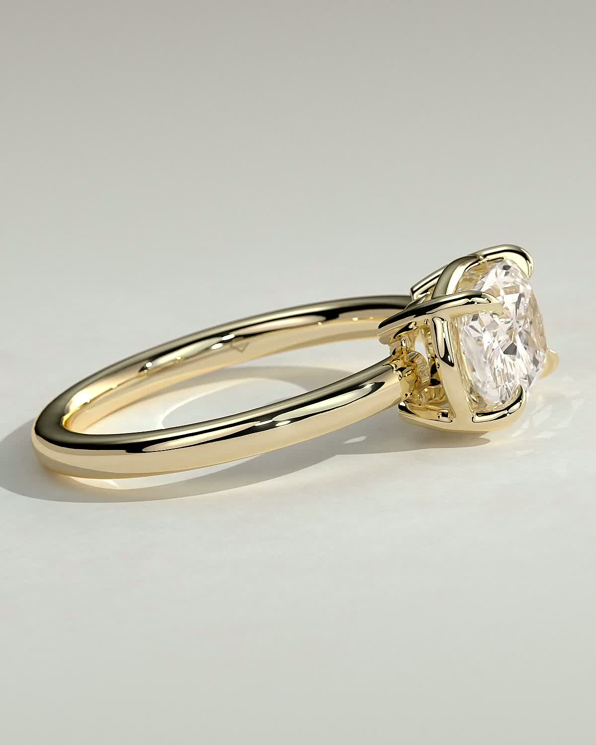 Elongated Cushion East West Solitaire Lab Grown Diamond Engagement Ring
