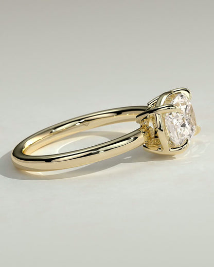 Elongated Cushion East West Solitaire Lab Grown Diamond Engagement Ring