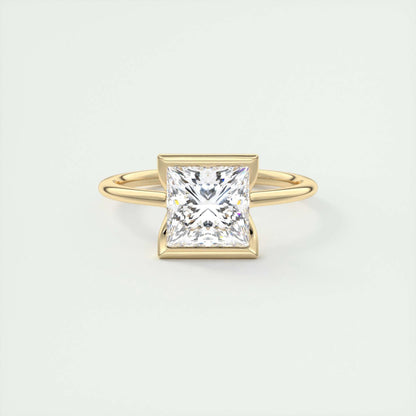 2.08 CT Princess Solitaire  Half Bezel Moissanite Engagement Ring 8