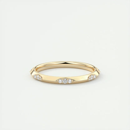 0.09 Round Cut Flush Moissanite Bridal Wedding Band 1
