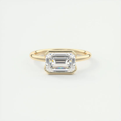 1.91 CT Emerald Half Bezel Solitaire Moissanite Engagement Ring 24