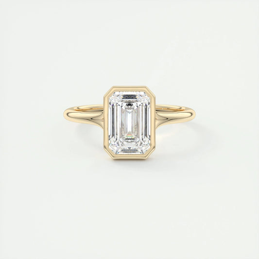 2 CT Emerald Bezel CVD F/VS1 Diamond Engagement Ring 8