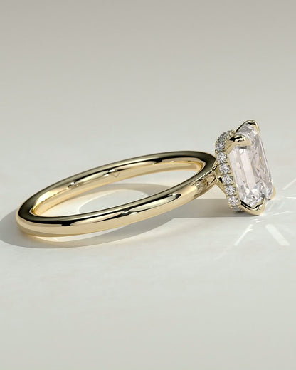 Emerald Hidden Halo Lab Grown Diamond Engagement Ring