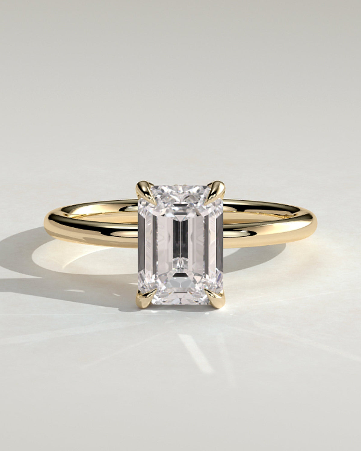 Emerald Hidden Halo Lab Grown Diamond Engagement Ring