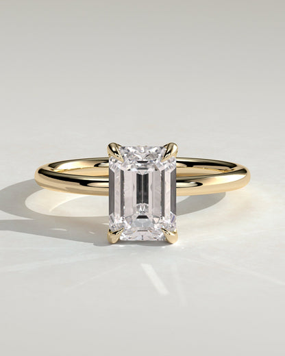 Emerald Hidden Halo Lab Grown Diamond Engagement Ring