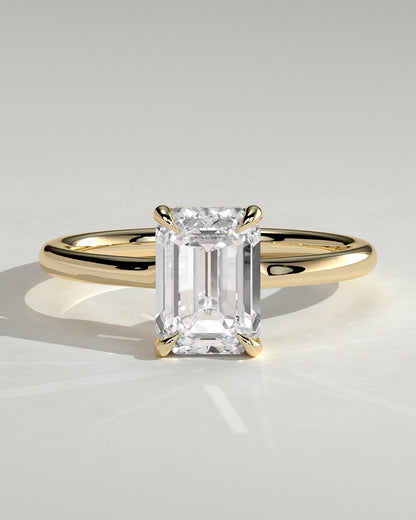Emerald Hidden Halo Lab Grown Diamond Engagement Ring