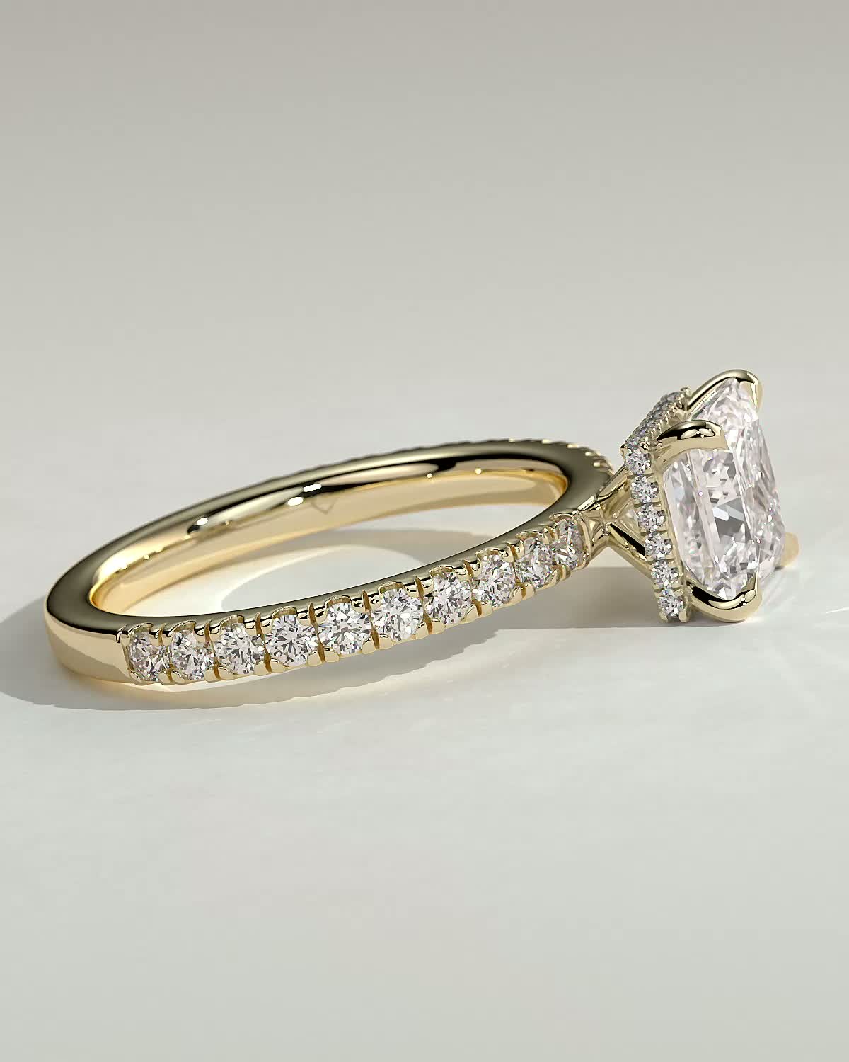 Princess Hidden Halo and Pave Lab Grown Diamond Engagement Ring