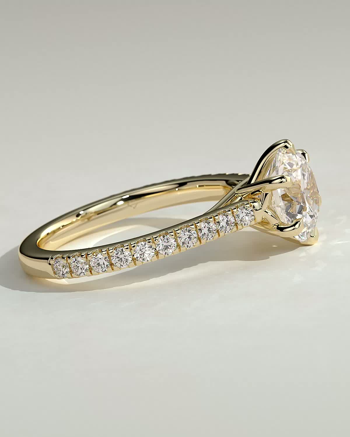 Round Pave & Cathedral Lab Grown Diamond Engagement Ring