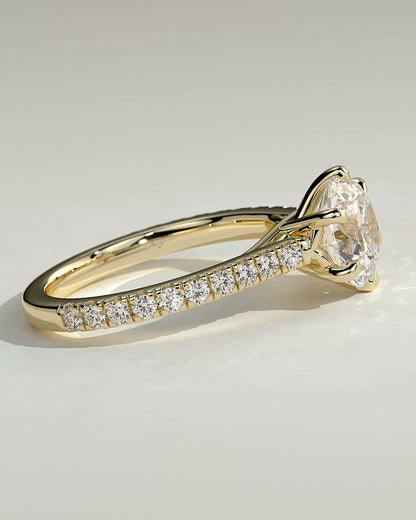 Round Pave & Cathedral Lab Grown Diamond Engagement Ring