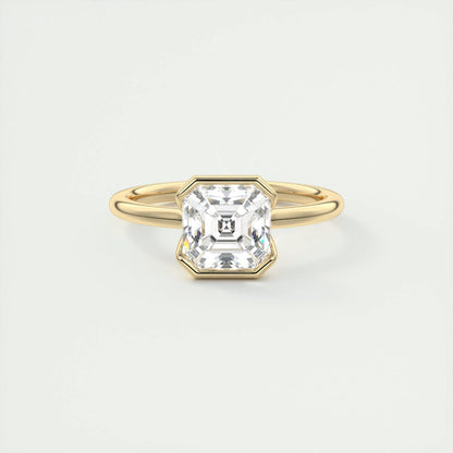 2.03 CT Asscher Half Bezel Solitaire Moissanite Engagement Ring 9