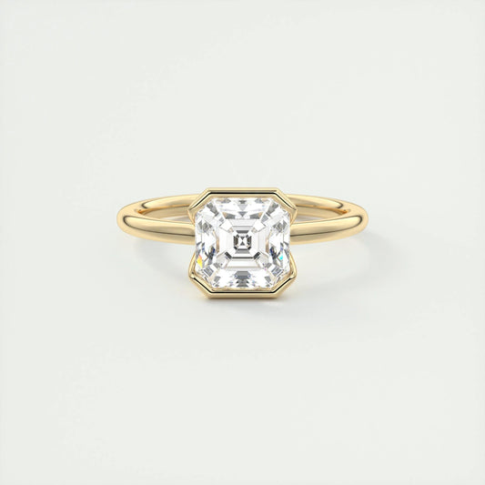 2.03 CT Asscher Half Bezel Solitaire Moissanite Engagement Ring 9