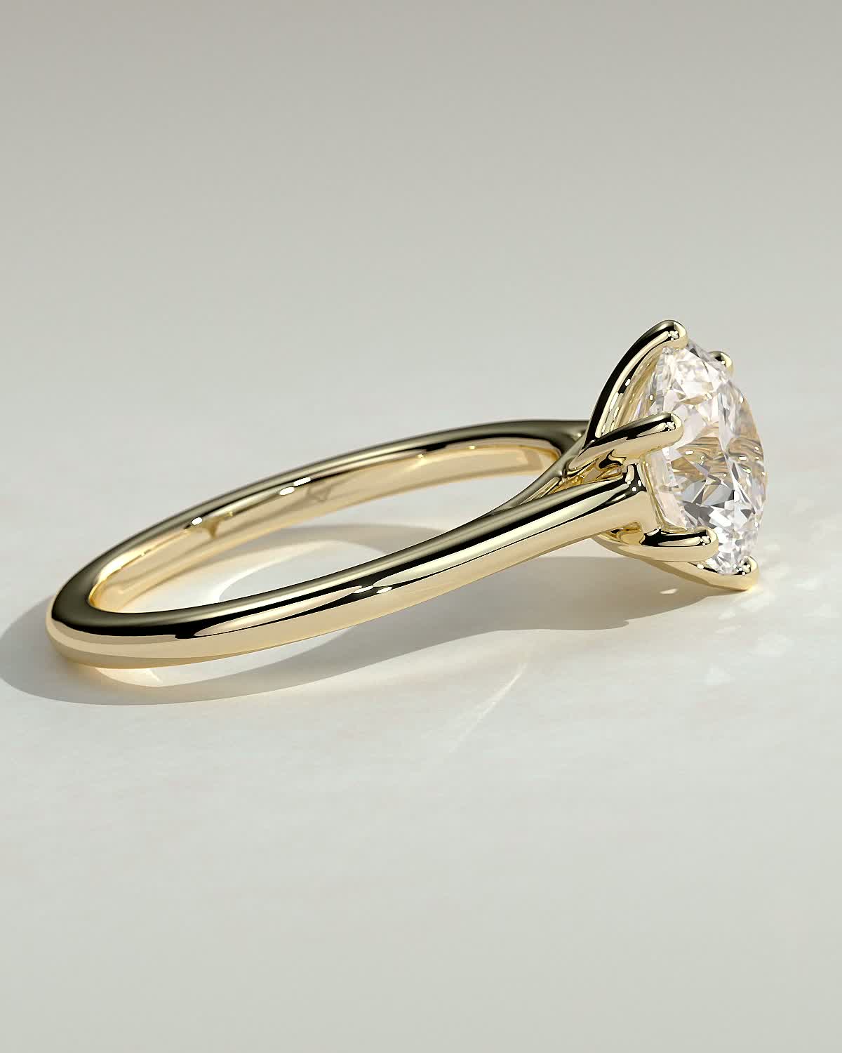 Round Cathedral Solitaire Lab Grown Diamond Engagement Ring