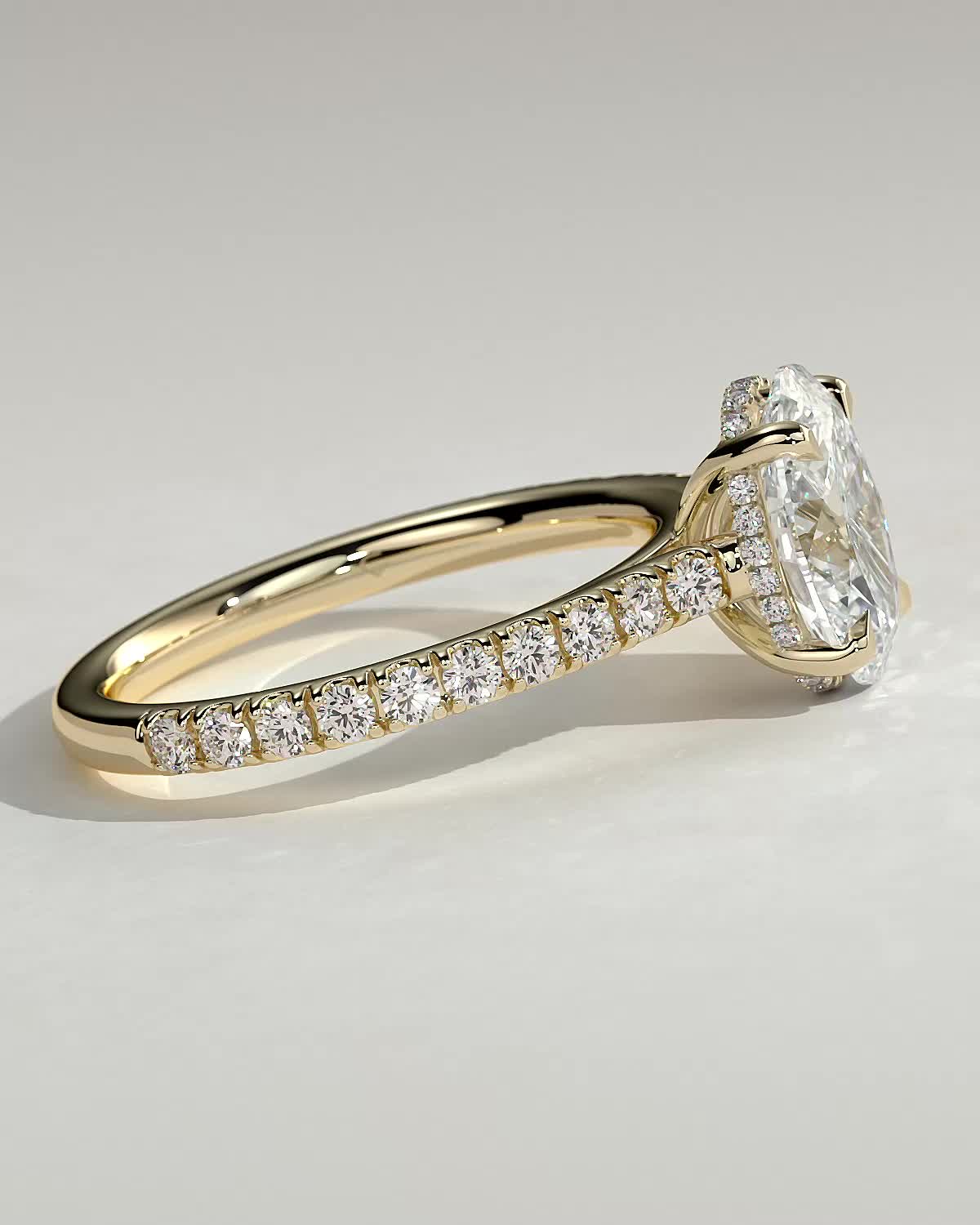 Oval Pave & Hidden Halo Lab Grown Diamond Engagement Ring