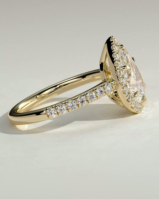 Pear Halo and Pave Lab Grown Diamond Engagement Ring