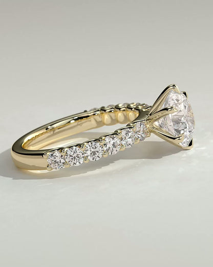 Round Bold Pave Lab Grown Diamond Engagement Ring