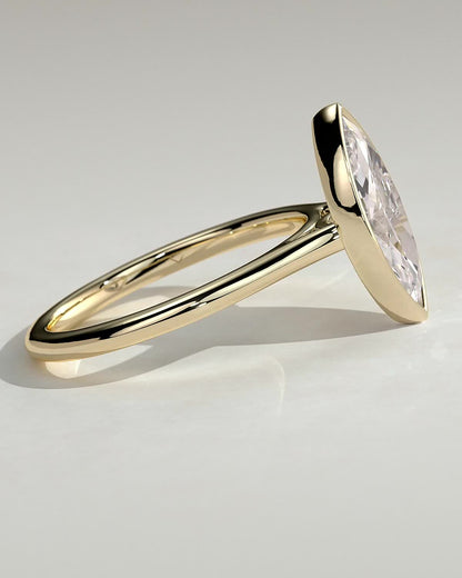 Marquise Bezel Solitaire Lab Grown Diamond Engagement Ring