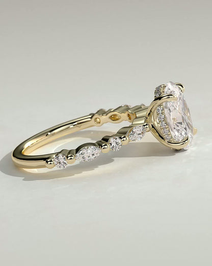 Oval Hidden Halo & Pave Lab Grown Diamond Engagement Ring