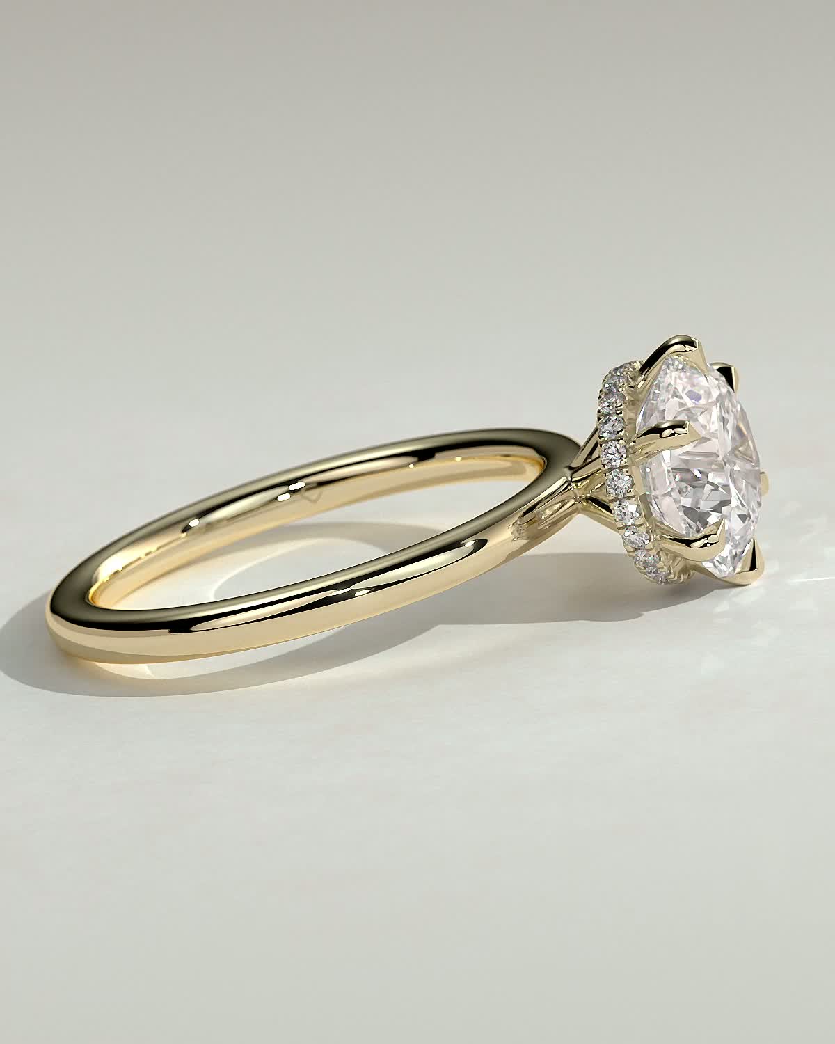 Round Hidden Halo Lab Grown Diamond Engagement Ring