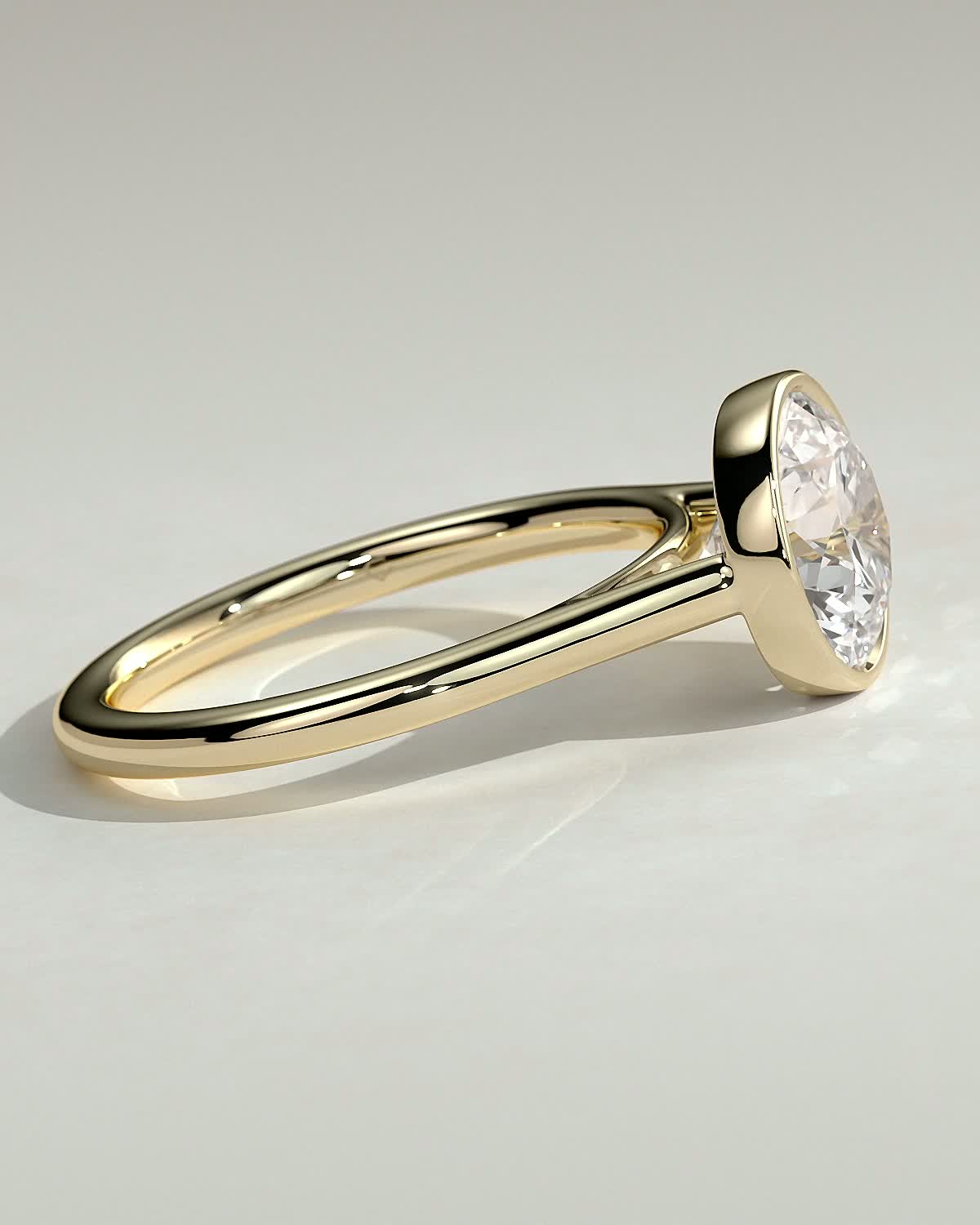 Round Bezel Solitaire Lab Grown Diamond Engagement Ring