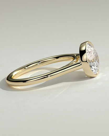 Round Bezel Solitaire Lab Grown Diamond Engagement Ring