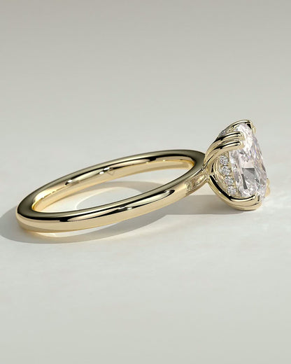 Elongated Cushion Hidden Halo Lab Grown Diamond Engagement Ring