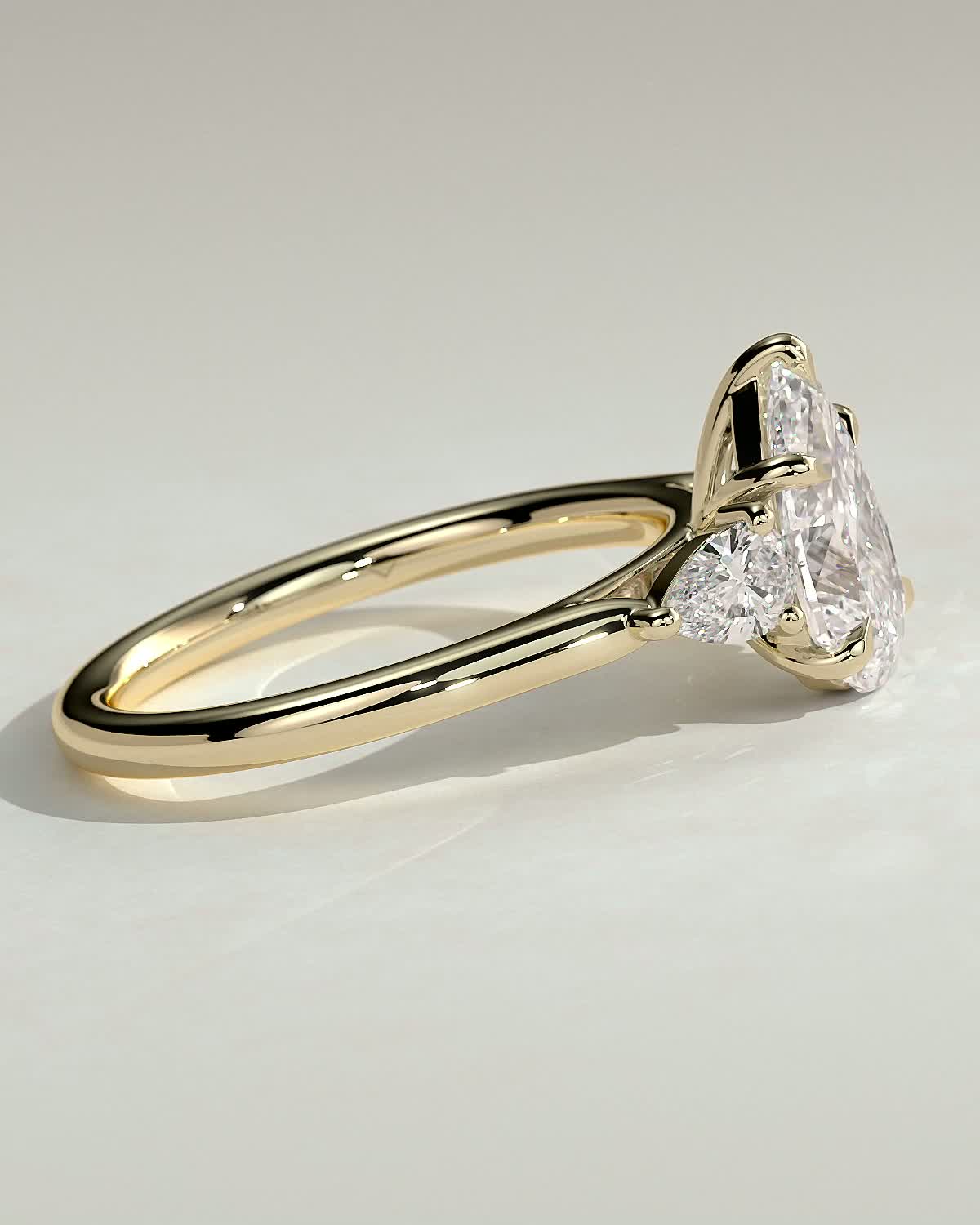 Pear Three Stones Lab Grown Diamond Engagement Ring