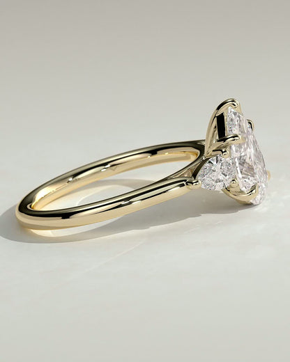 Pear Three Stones Lab Grown Diamond Engagement Ring
