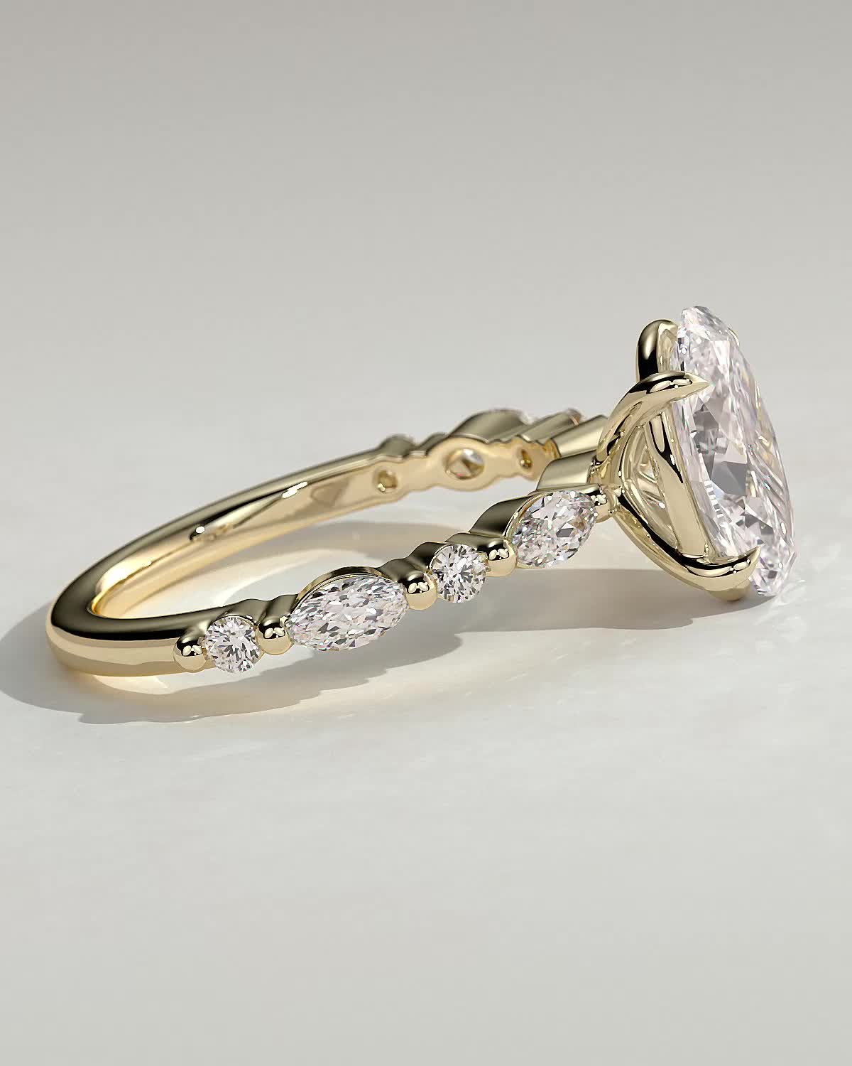 Oval Alternating Pave Lab Grown Diamond Engagement Ring