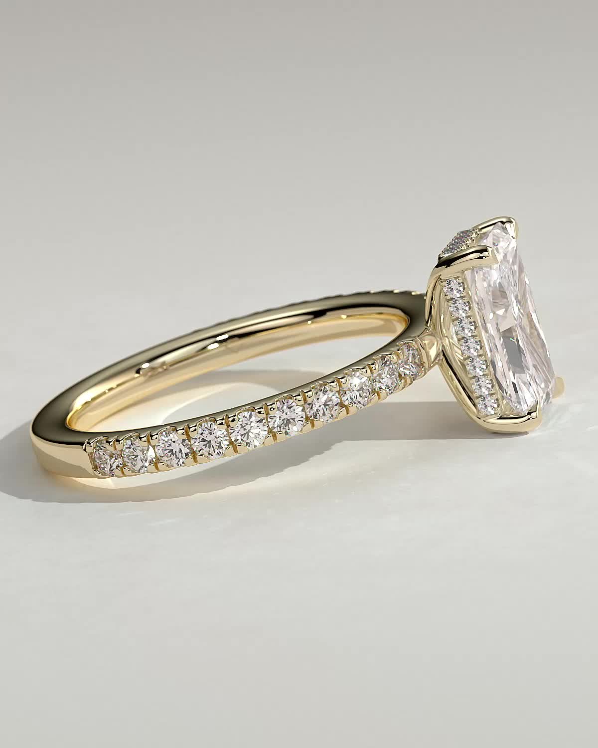 Radiant Hidden Halo & Pave Lab Grown Diamond Engagement Ring