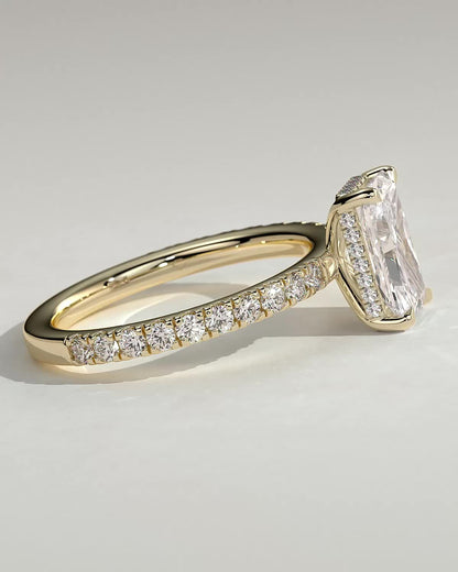 Radiant Hidden Halo & Pave Lab Grown Diamond Engagement Ring