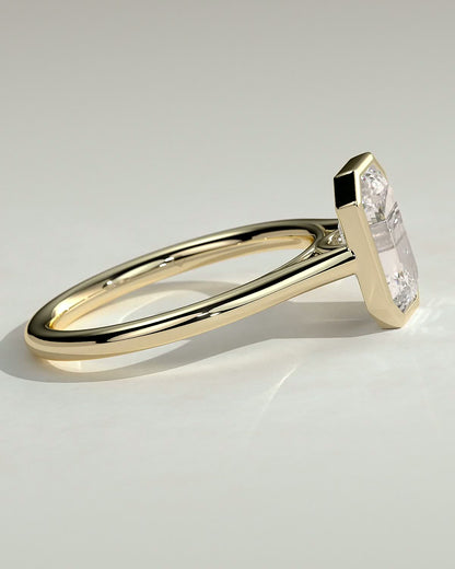 Emerald Bezel Solitaire Lab Grown Diamond Engagement Ring