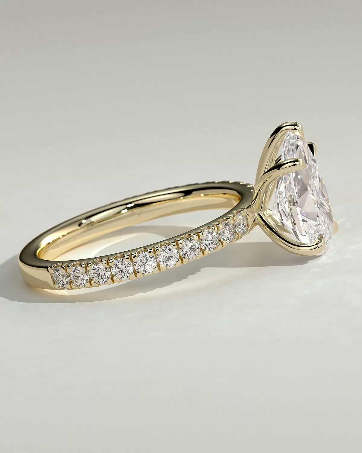 Pear Pave Lab Grown Diamond Engagement Ring