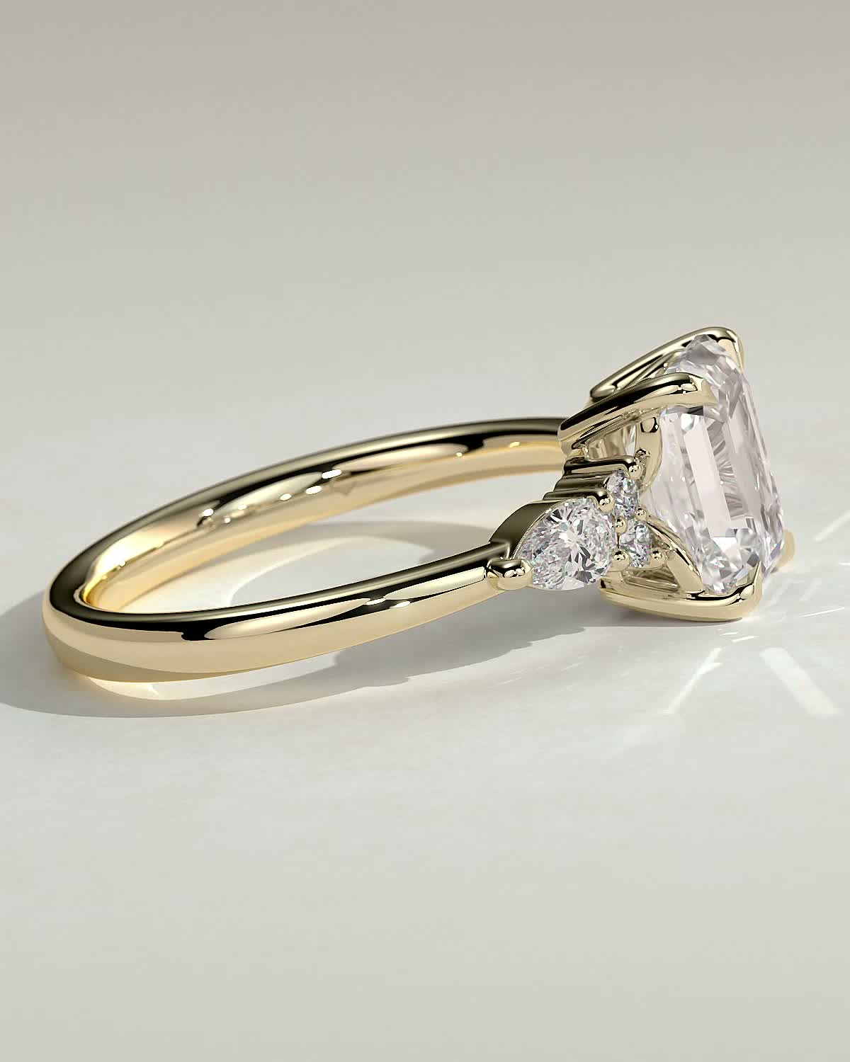 Emerald Cluster Lab Grown Diamond Engagement Ring