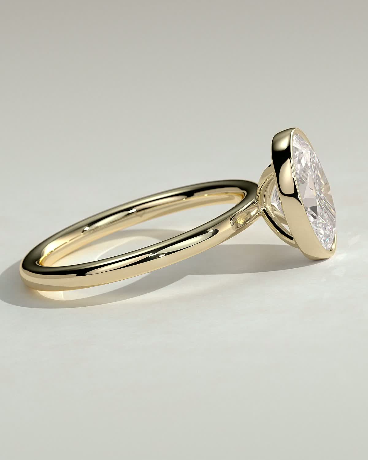 Oval Solitaire Bezel Lab Grown Diamond Engagement Ring