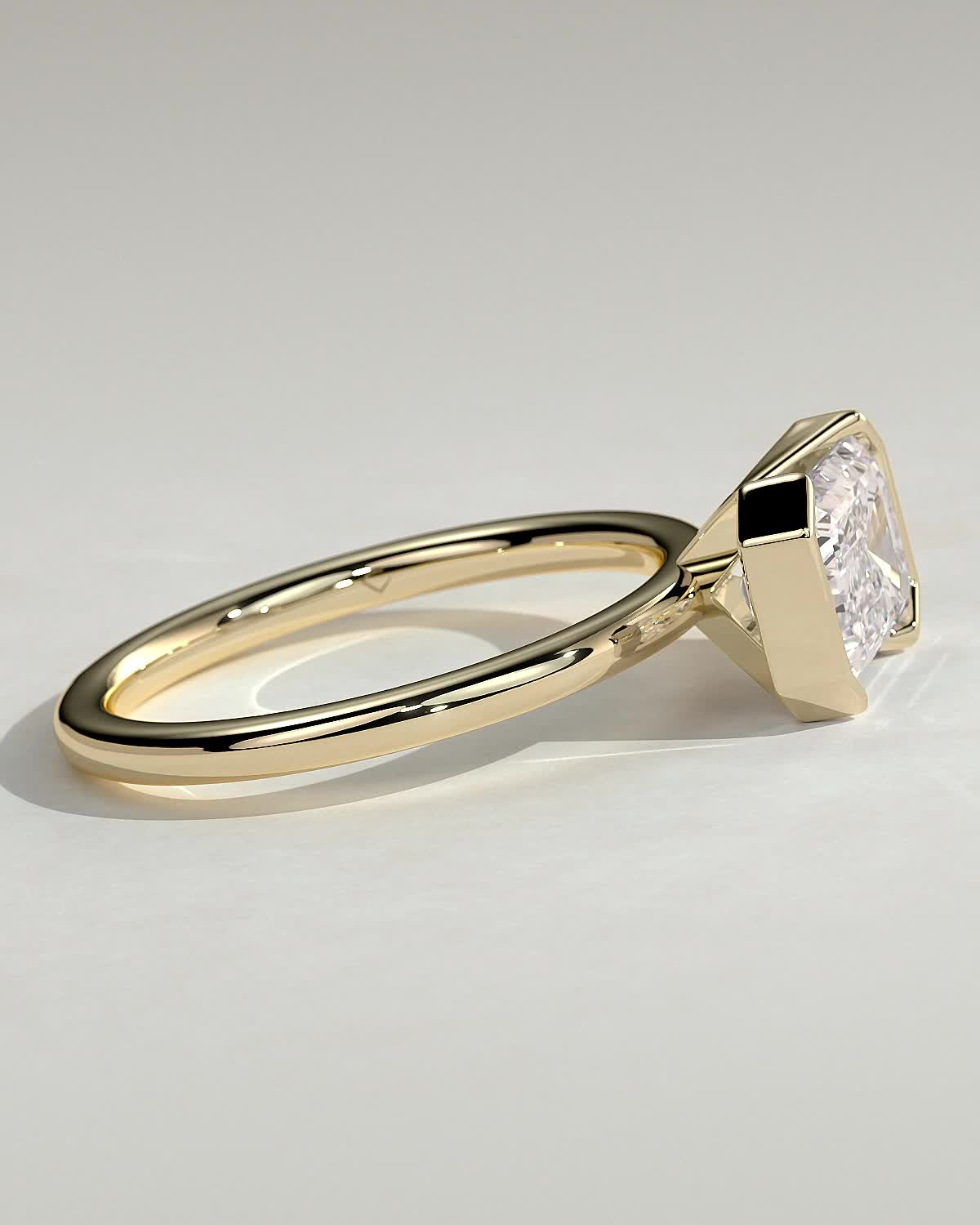 Emerald Half Bezel Solitaire Lab Grown Diamond Engagement Ring
