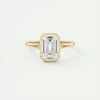 2.03 CT Emerald Cut Bezel Solitaire Moissanite Engagement Ring 8