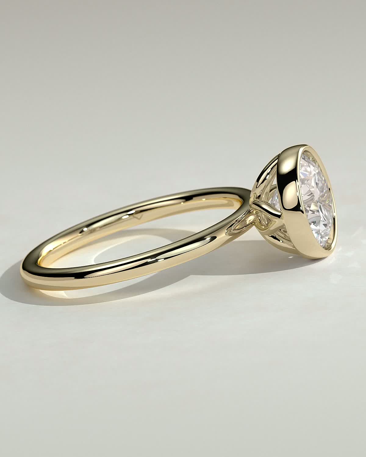 Round Bezel Solitaire Lab Grown Diamond Engagement Ring