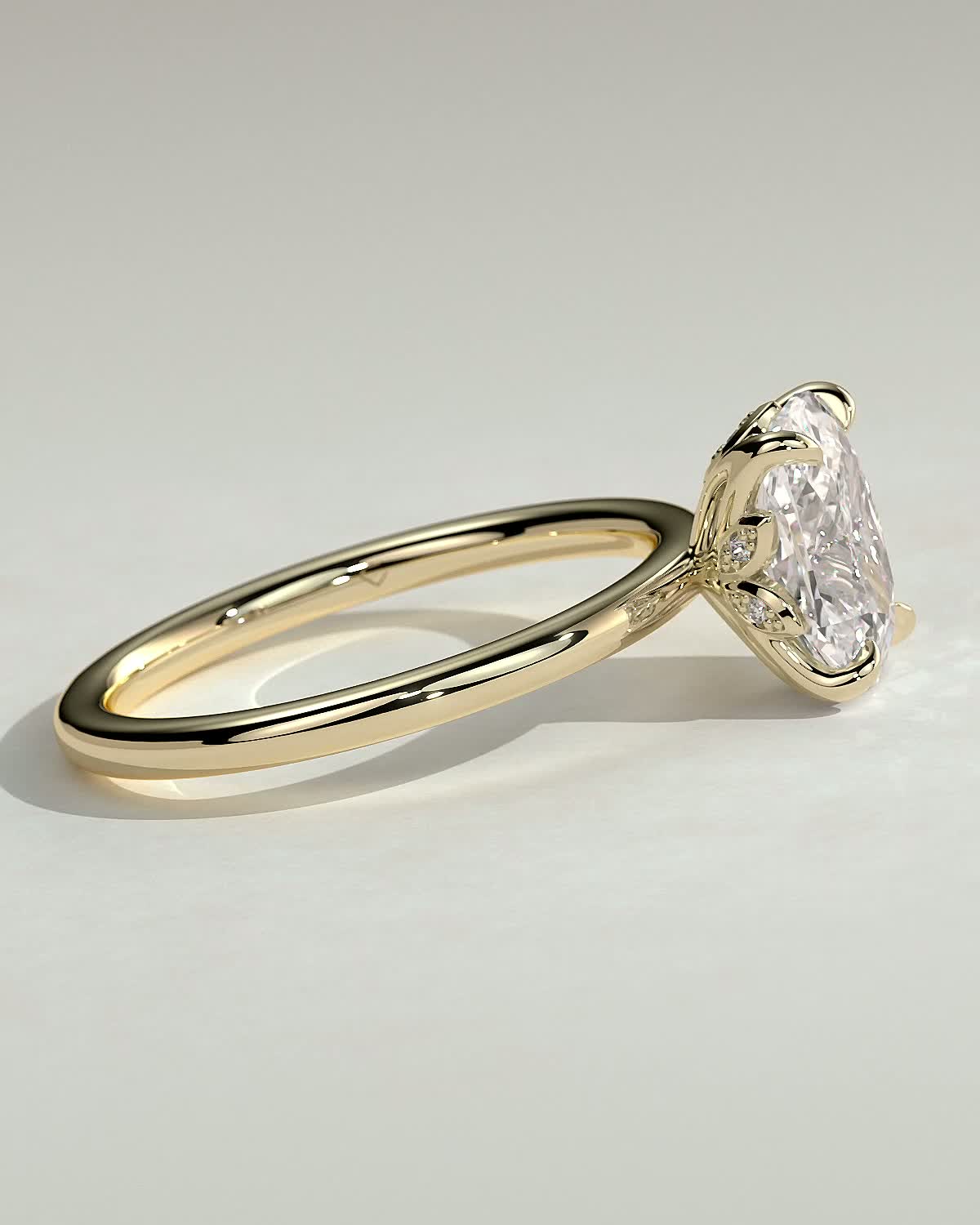 Elongated Cushion Solitaire Lab Grown Diamond Engagement Ring