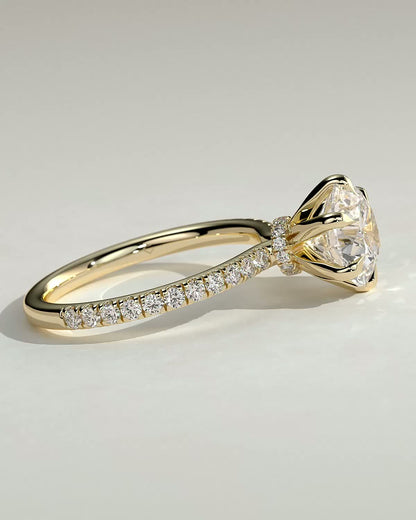 Round Hidden Halo & Pave Lab Grown Diamond Engagement Ring