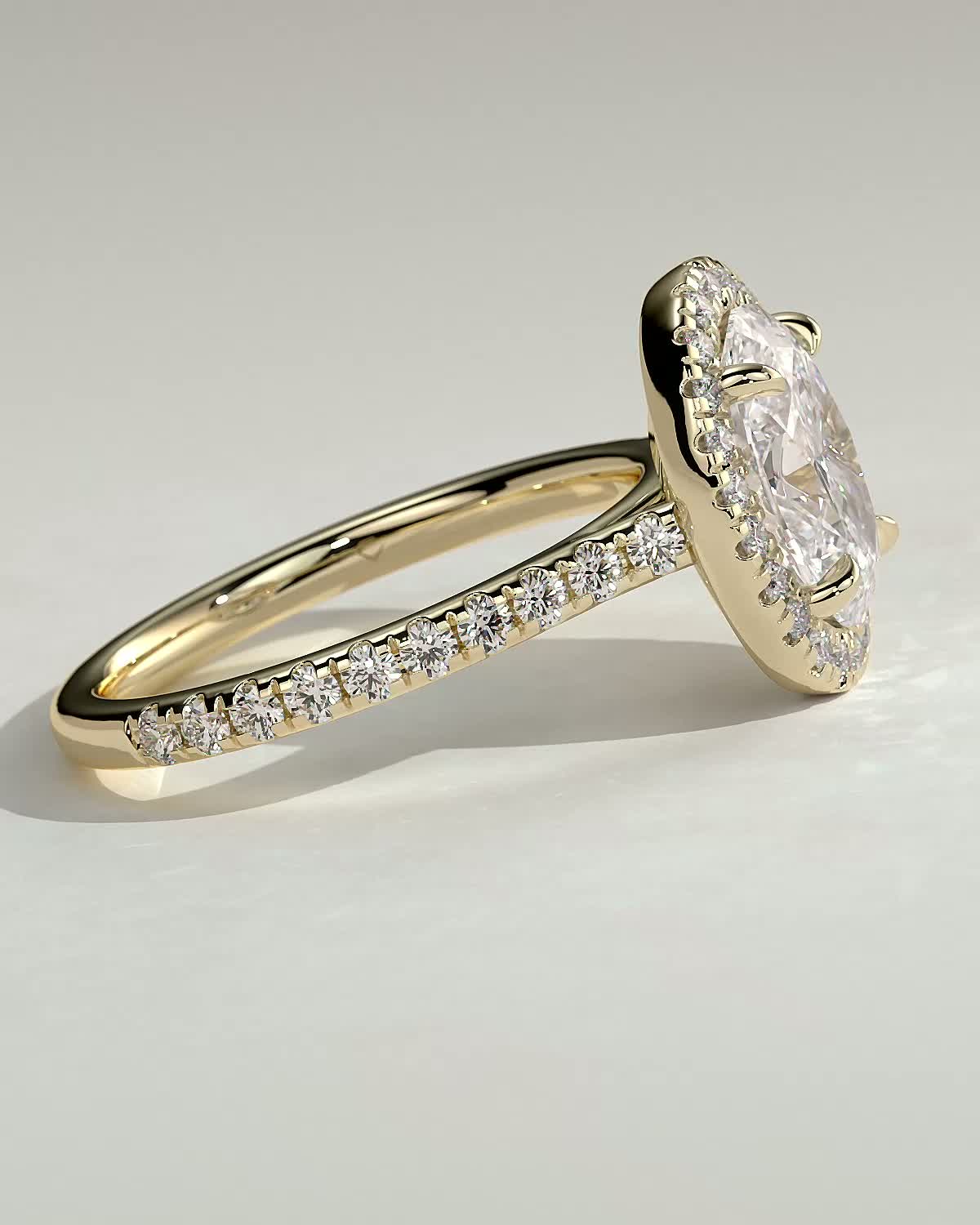 Oval Pave & Halo Lab Grown Diamond Engagement Ring