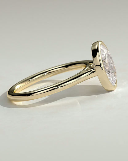 Oval Bezel Solitaire Lab Grown Diamond Engagement Ring